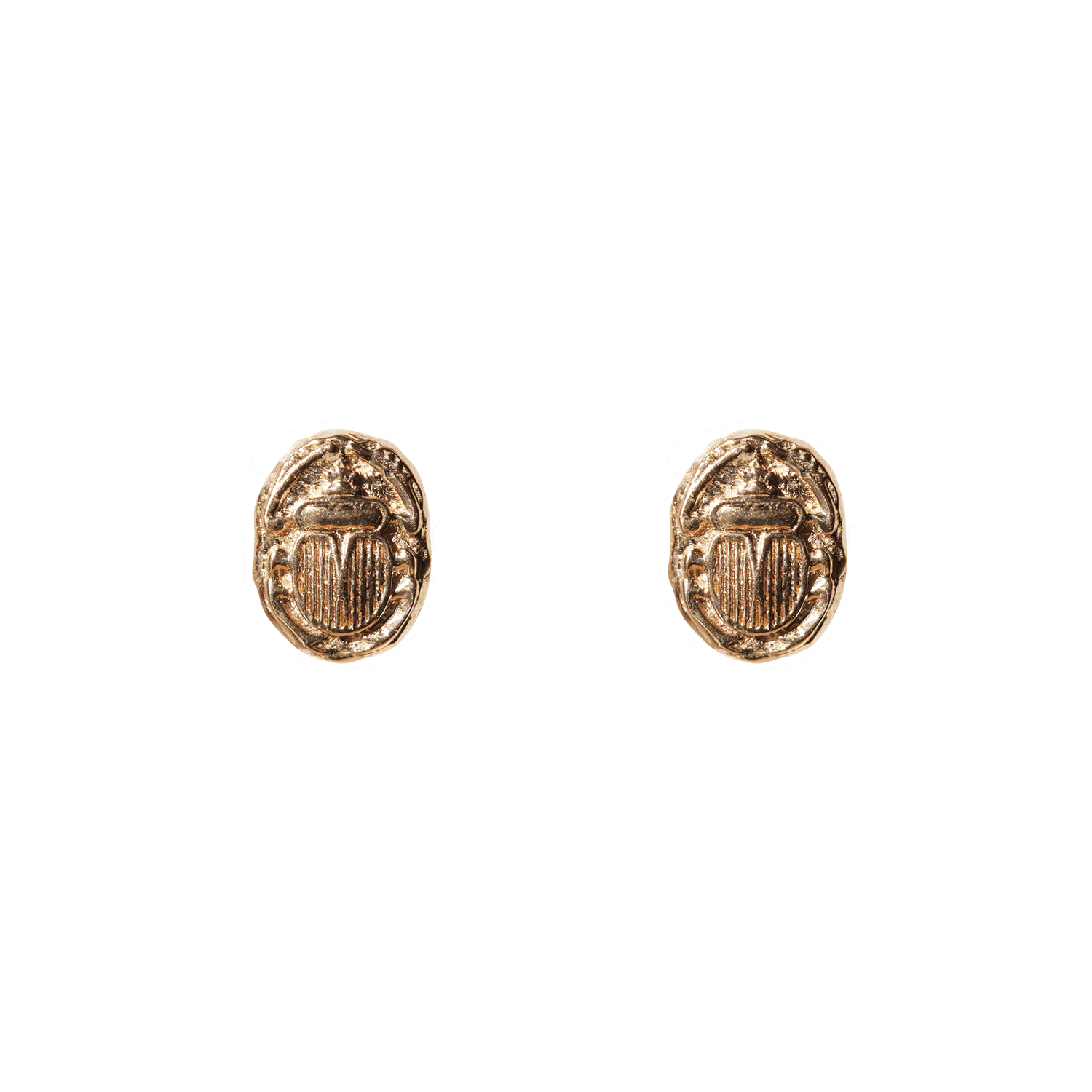 Ancient Scarab Solid Gold Studs |  Earrings - Common Era Jewelry