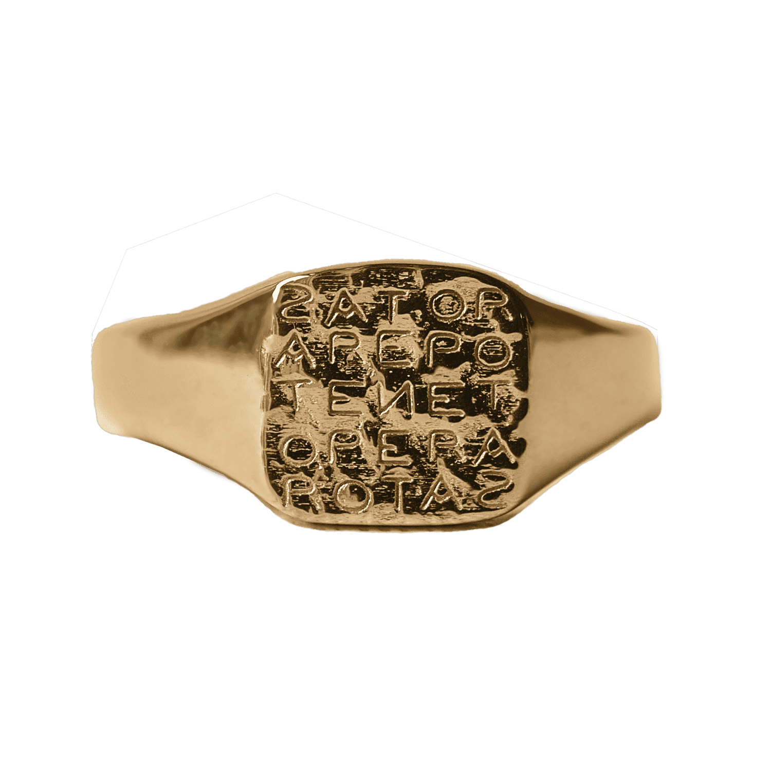 Magic Sator Square Solid Gold Signet Ring