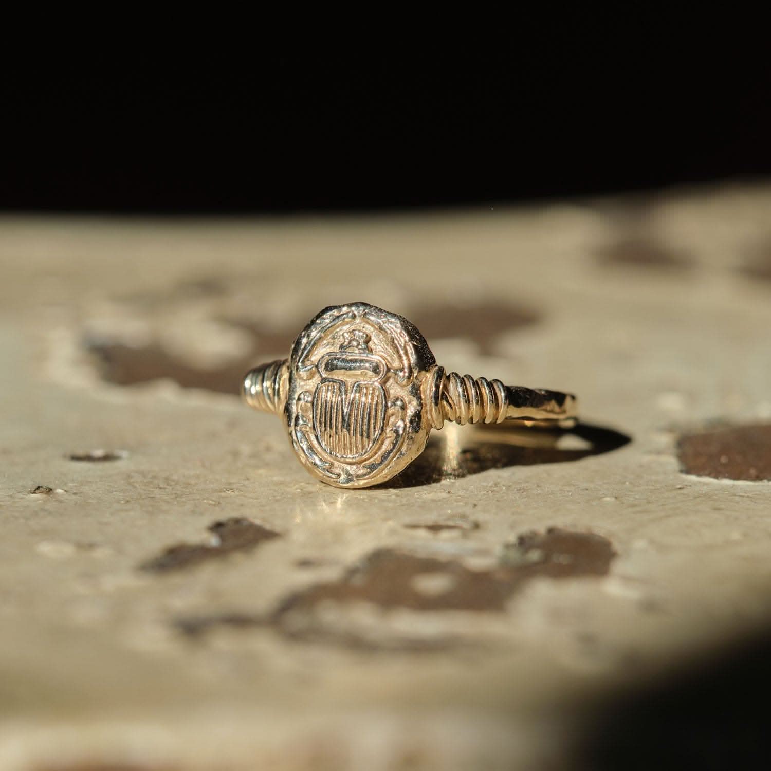 Ancient Scarab Solid Gold Ring |  Rings - Common Era Jewelry