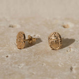 Ancient Scarab Solid Gold Studs |  Earrings - Common Era Jewelry