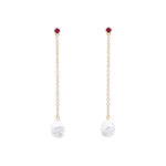 Floating Pearl and Ruby Drop Earrings |  Earrings - Common Era Jewelry