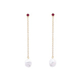 Floating Pearl and Ruby Drop Earrings | Earrings - Common Era Jewelry