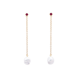 Floating Pearl and Ruby Drop Earrings | Earrings - Common Era Jewelry