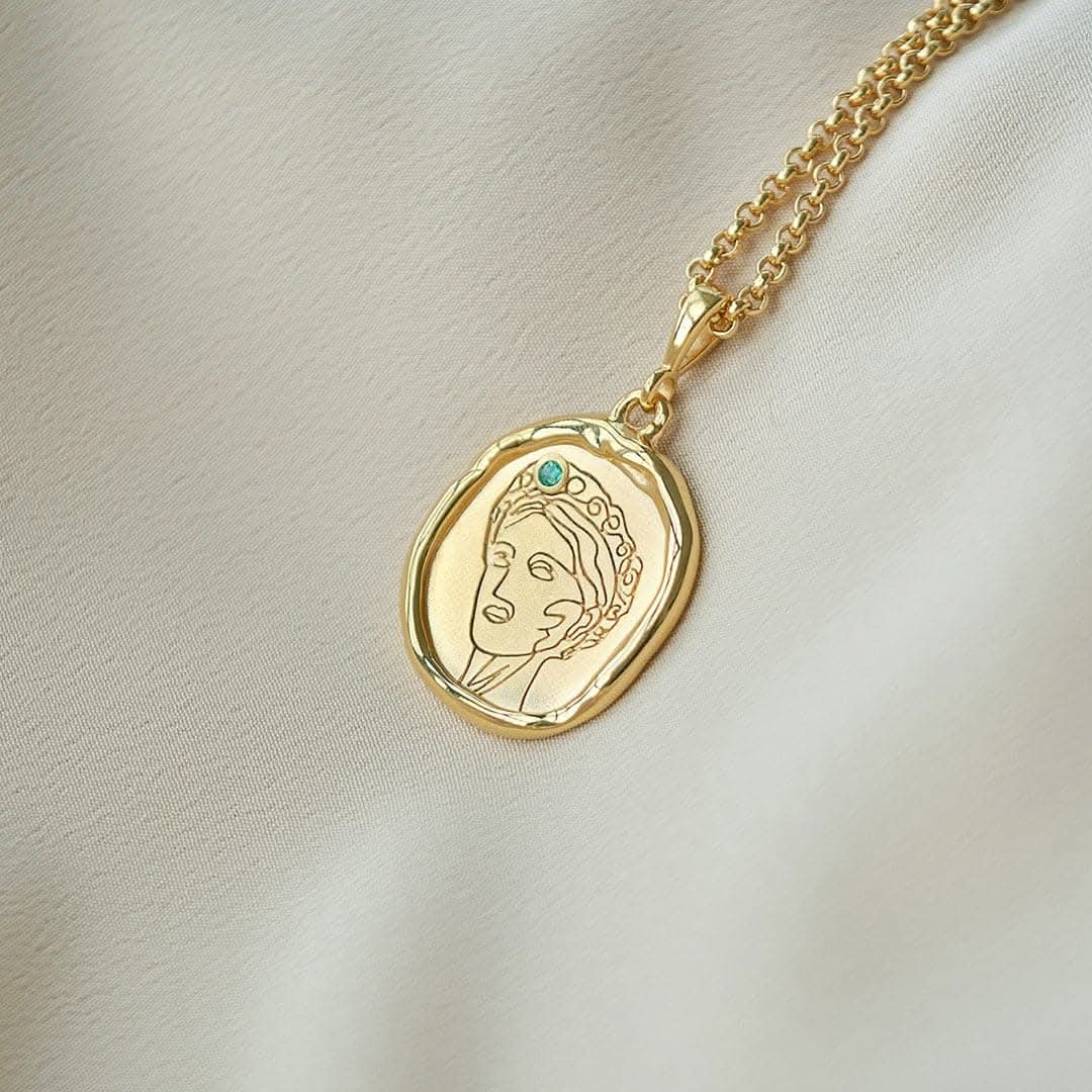 Gaia Goddess of Motherhood Necklace with Emerald | Necklaces - Common Era Jewelry