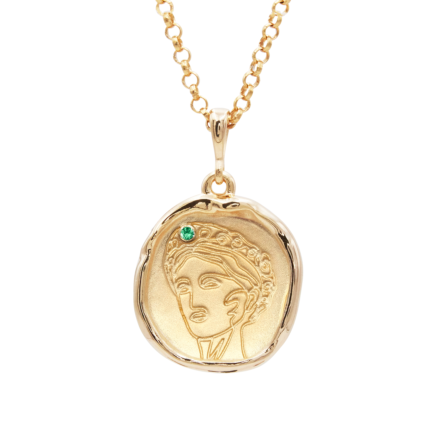 Gaia Goddess of Motherhood Necklace with Emerald | Necklaces - Common Era Jewelry