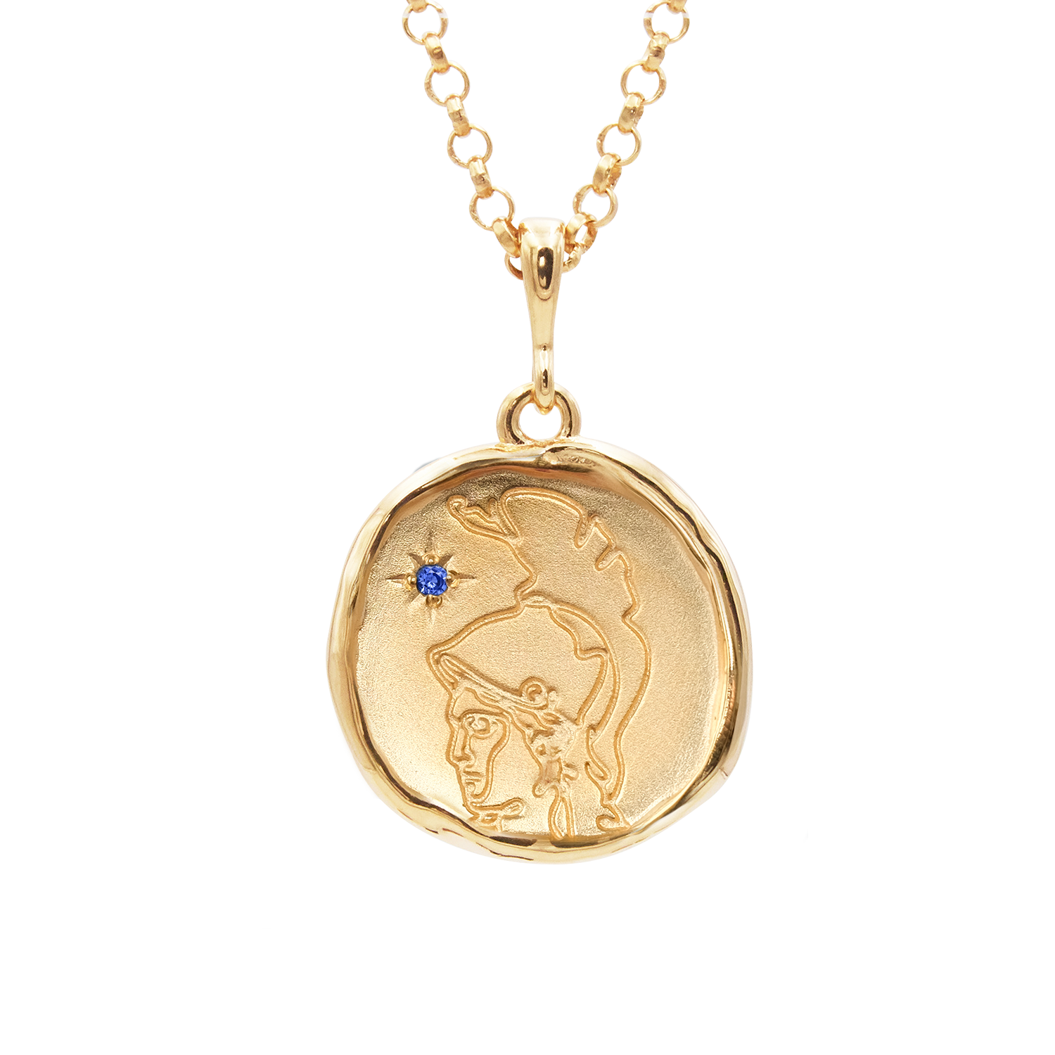 Athena Goddess of Courage Necklace with Sapphire | Necklaces - Common Era Jewelry