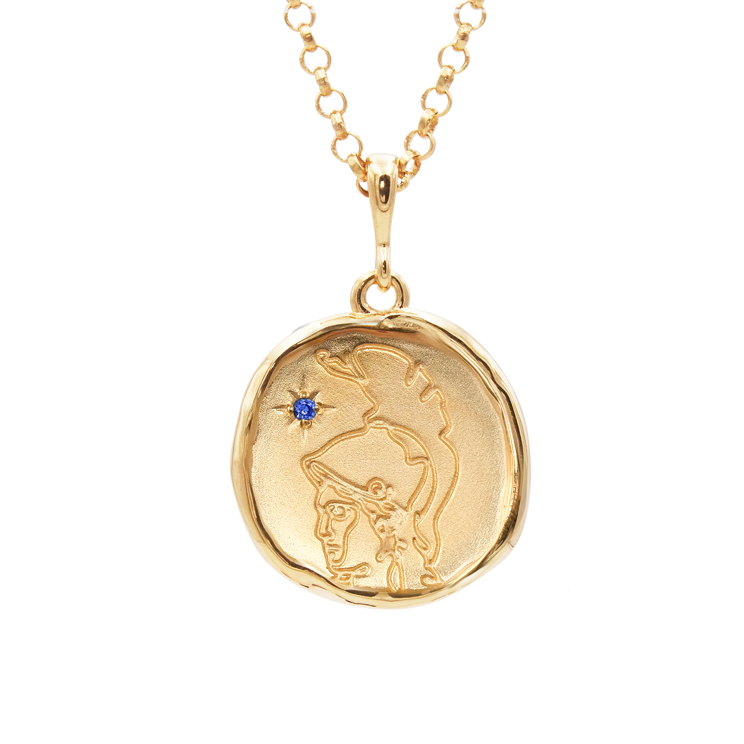 Athena Necklace with Blue Sapphire by Common Era | Goddess of Courage and Wisdom | Gold