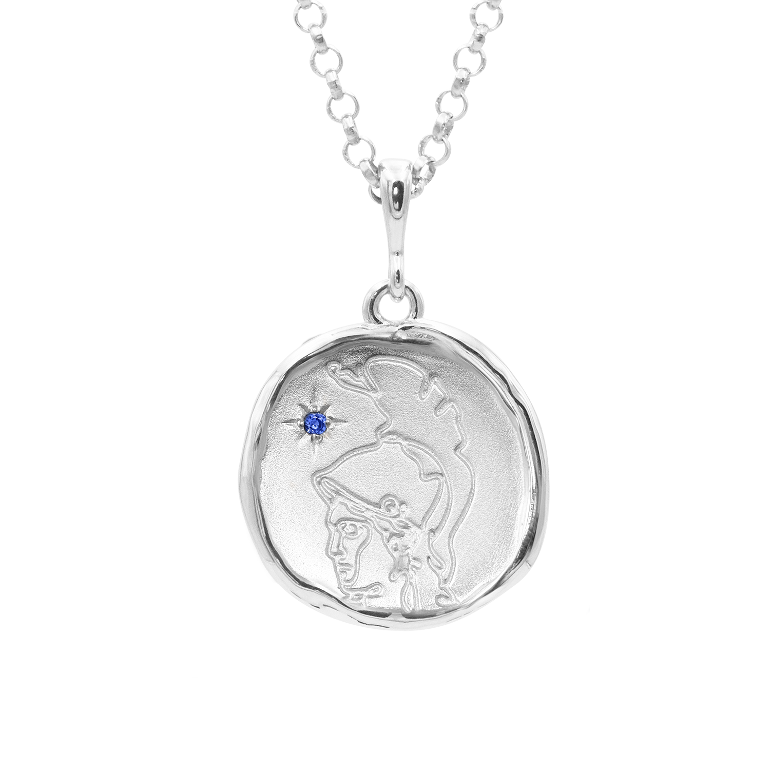 Athena Necklace with Blue Sapphire by Common Era | Goddess of Courage and Wisdom | Sterling Silver