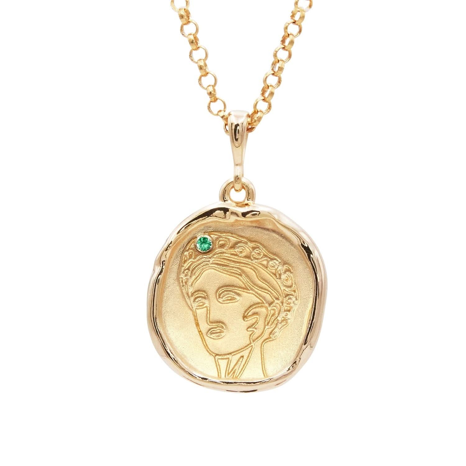Gaia Goddess of Motherhood Necklace with Emerald | Necklaces - Common Era Jewelry