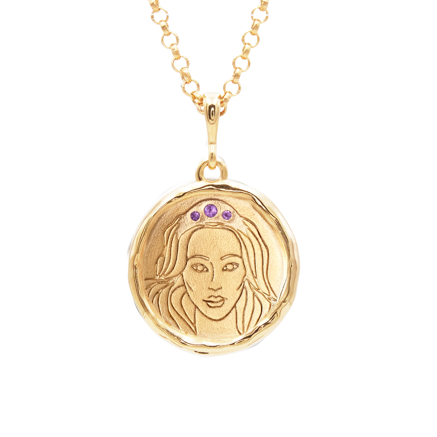 Hecate Goddess of Magic Triple Amethyst Medallion Necklace | Necklaces - Common Era Jewelry