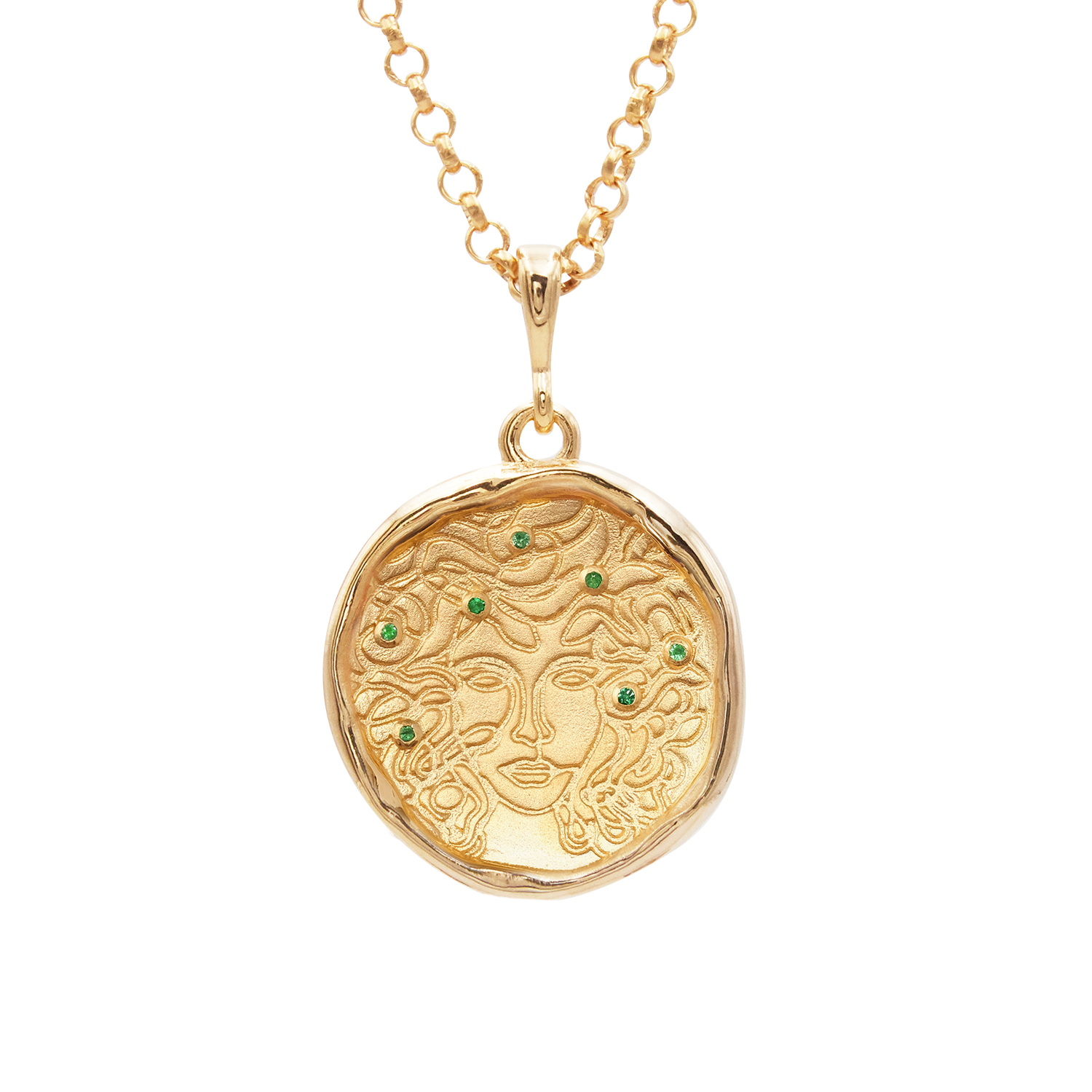 Medusa Necklace with 7 Emeralds by Common Era | Gold