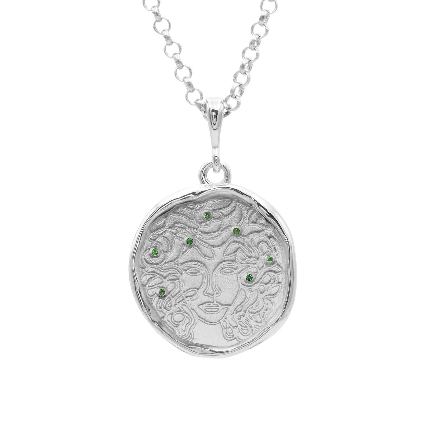 Medusa 7 Emerald Medallion Necklace | Silver | Necklaces - Common Era Jewelry