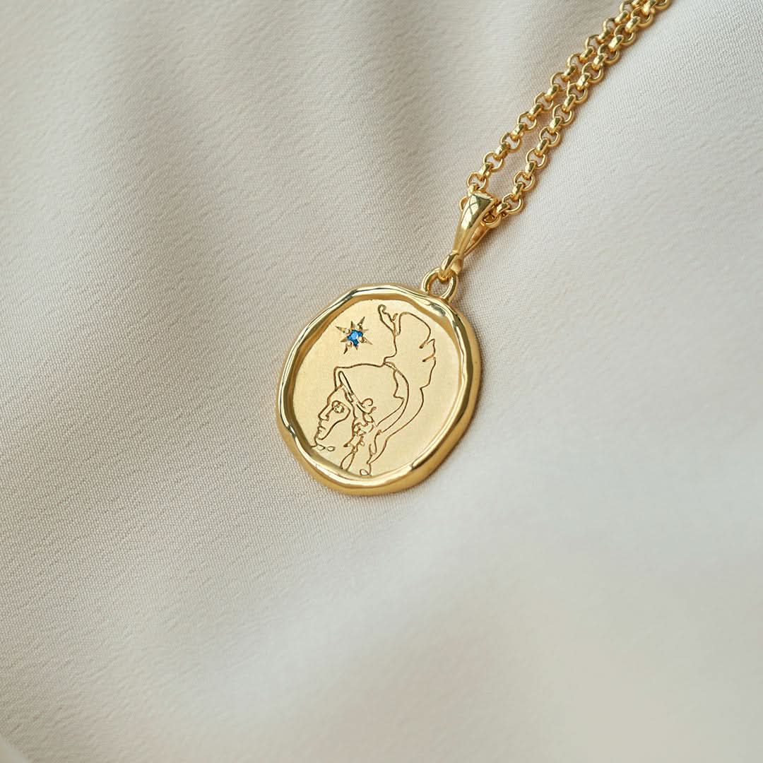 Athena Goddess of Courage Necklace with Sapphire - Necklaces - Common Era Jewelry
