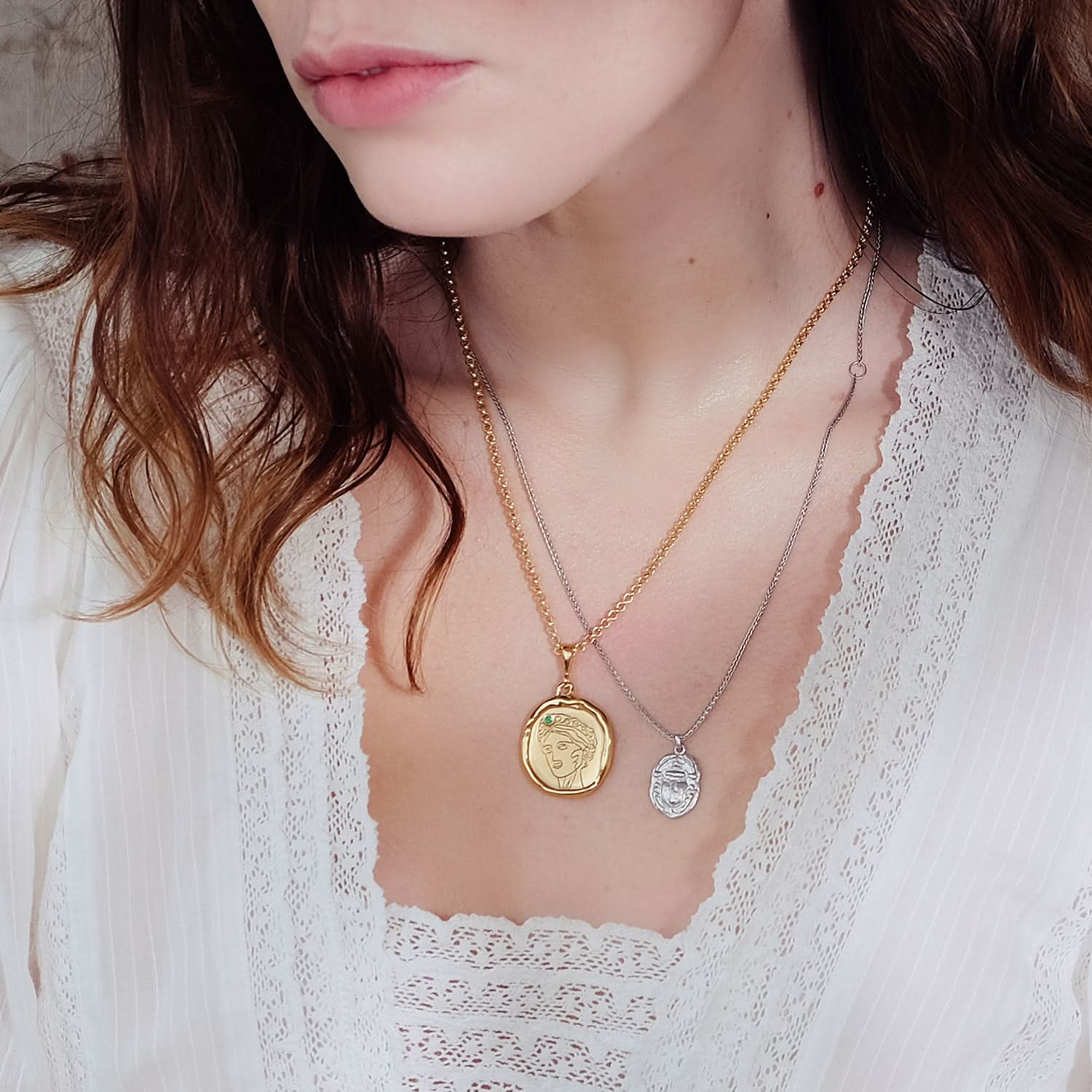 Gaia Goddess of Motherhood Necklace with Emerald - Necklaces - Common Era Jewelry