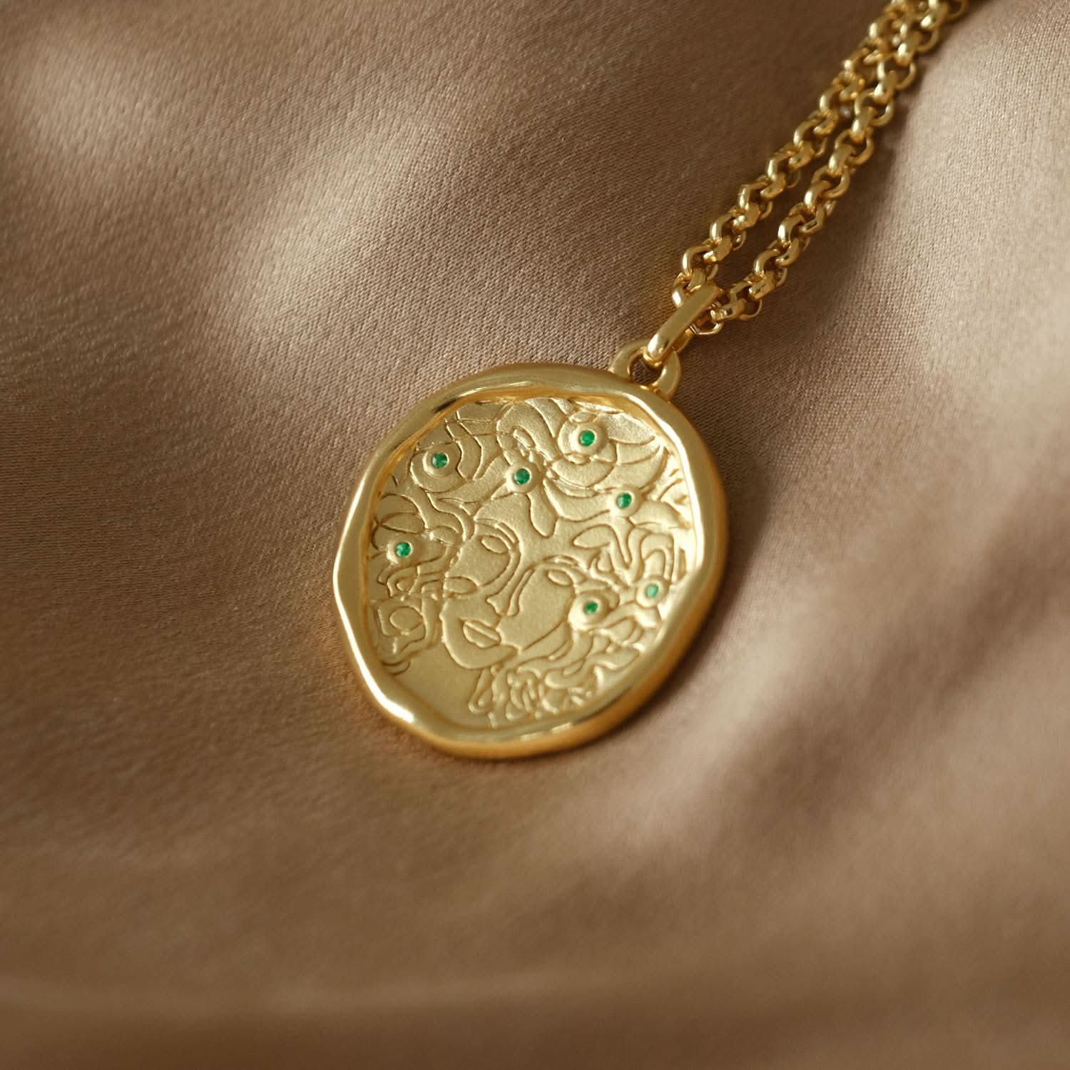 Medusa 7 Emerald Medallion Necklace - COMMON ERA
