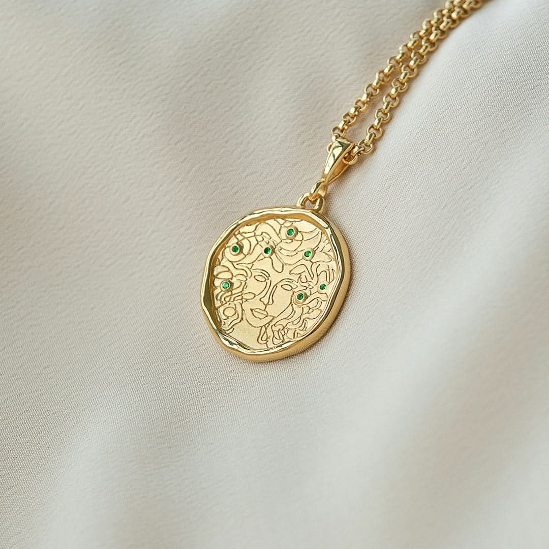 Medusa 7 Emerald Medallion Necklace - COMMON ERA