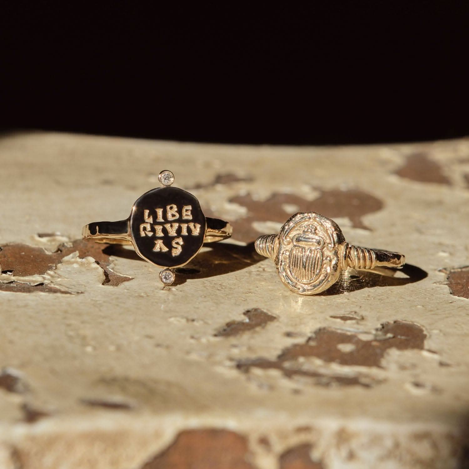 Liberi Vivas Diamond Signet Ring |  Rings - Common Era Jewelry