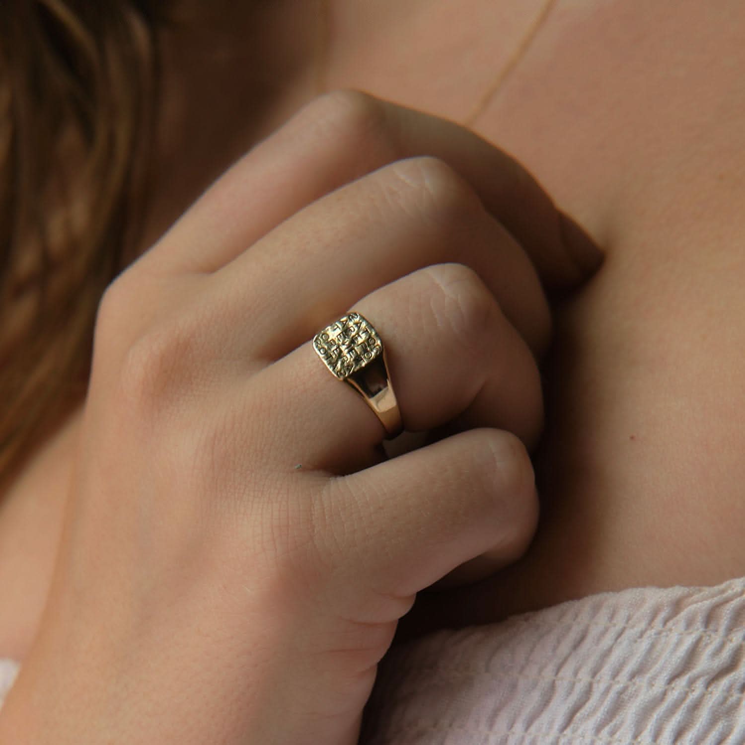 Magic Sator Square Gold Signet Ring |  Rings - Common Era Jewelry