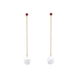 Floating Pearl and Ruby Drop Earrings |  Earrings - Common Era Jewelry