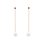 Floating Pearl and Ruby Drop Earrings |  Earrings - Common Era Jewelry