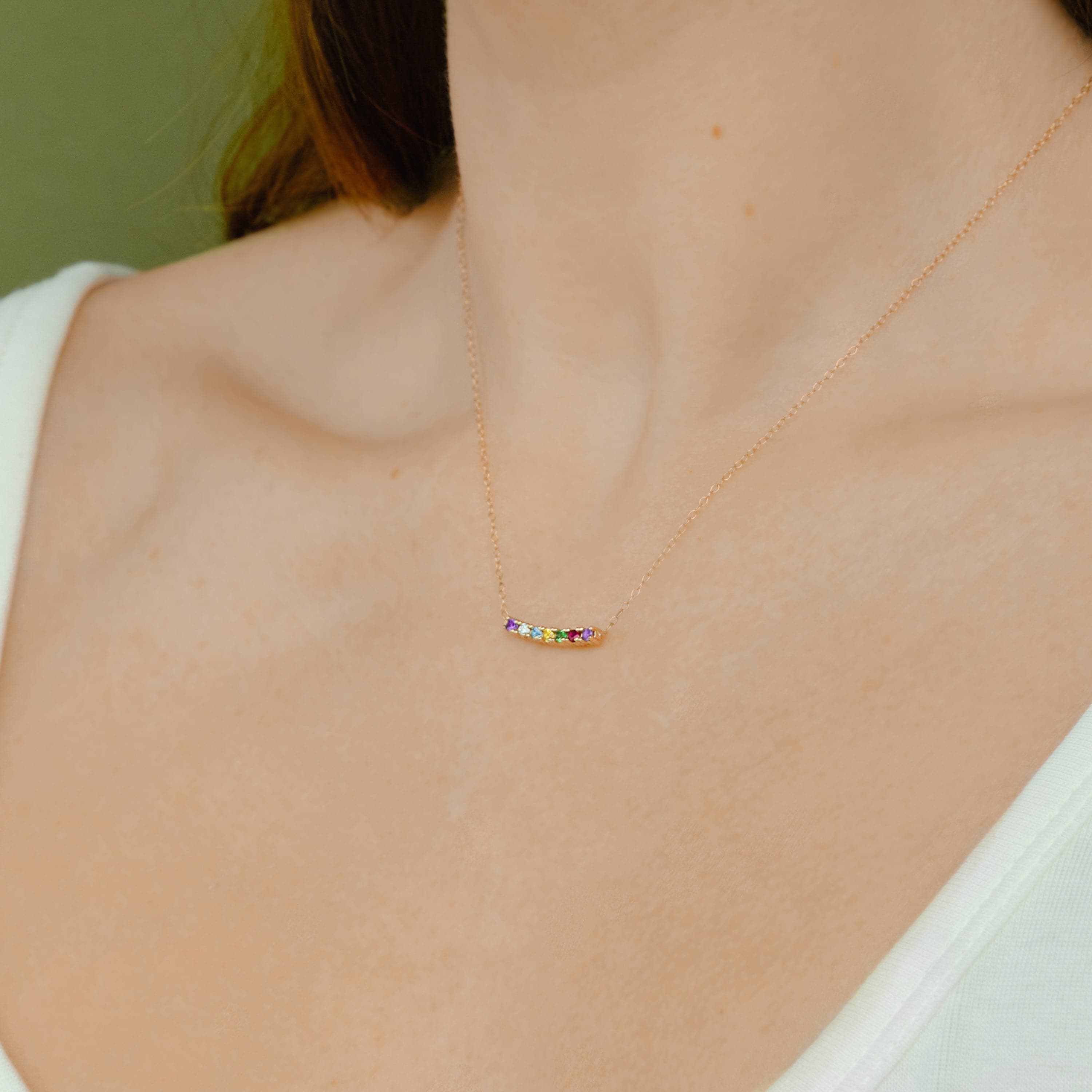 Ad Astra Rainbow Dainty Necklace 14k Solid Gold |  Necklaces - Common Era Jewelry