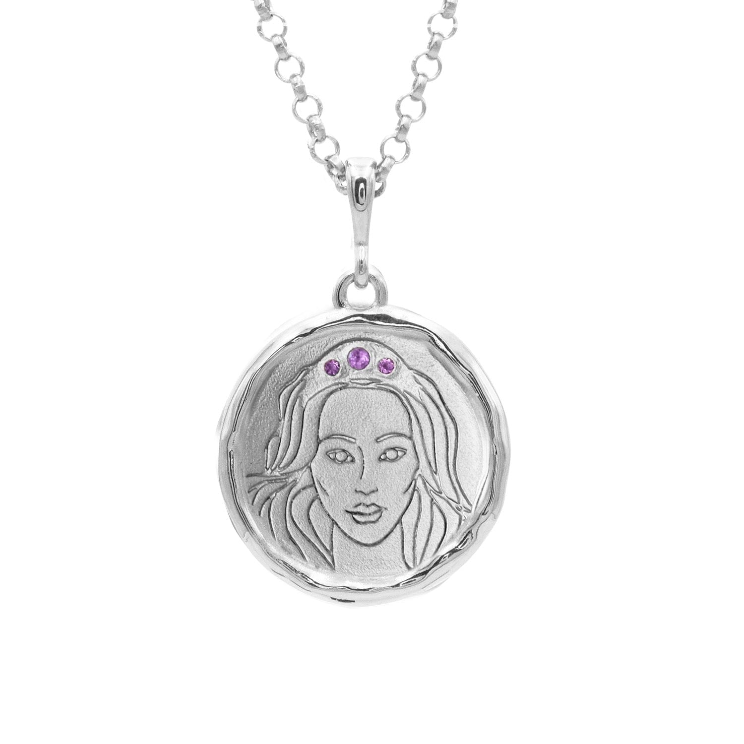 Hecate Goddess of Magic Triple Amethyst Medallion Necklace | Silver |  Necklaces - Common Era Jewelry