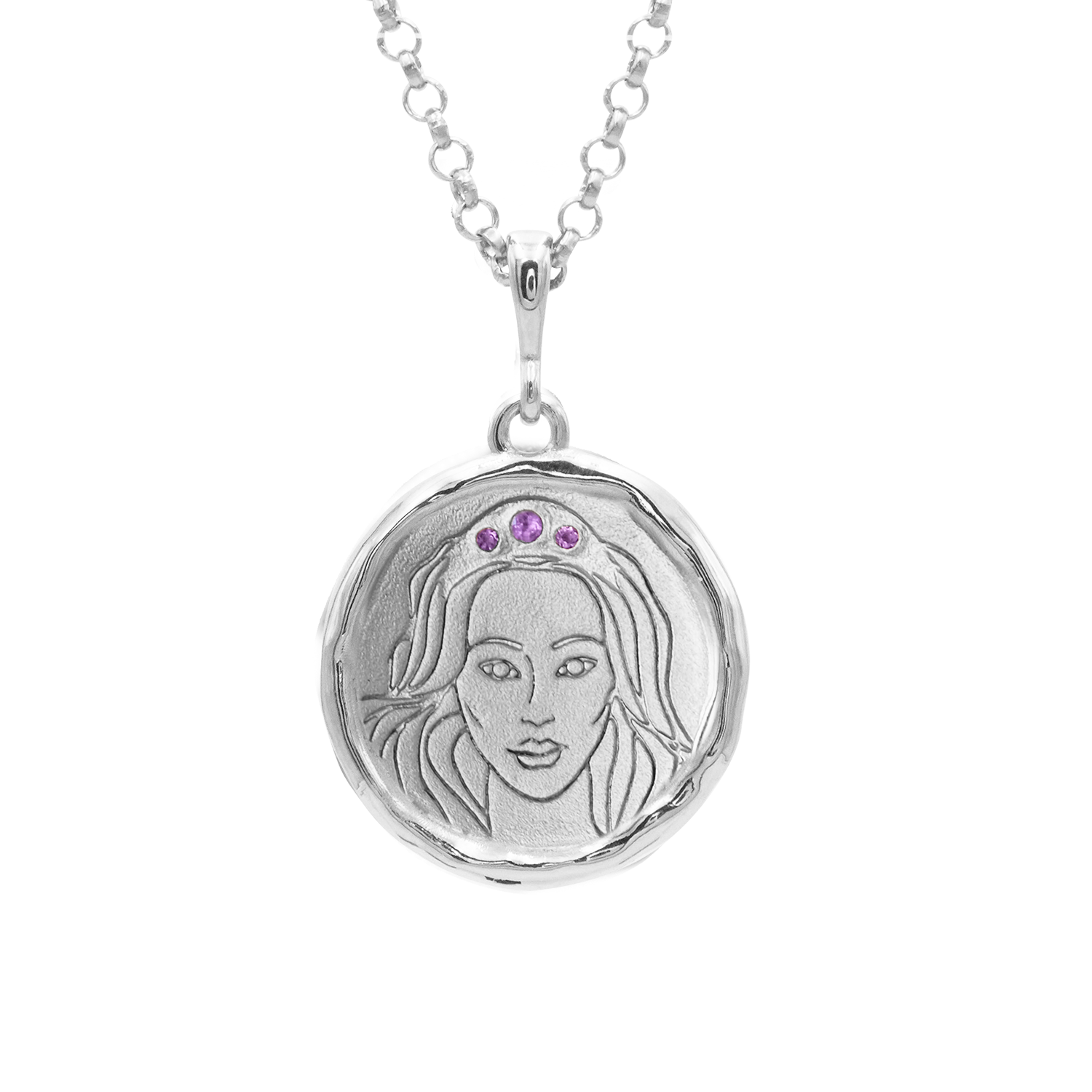 Hecate Goddess of Magic Triple Amethyst Medallion Necklace | Silver |  Necklaces - Common Era Jewelry